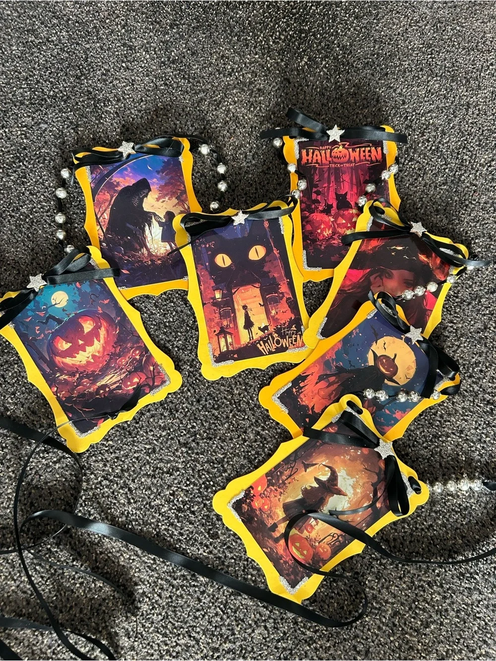 Halloween garland, vintage inspired Holiday postcards